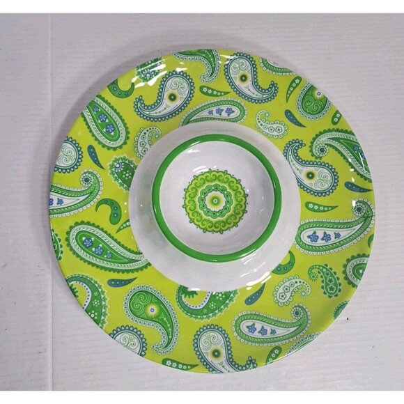 Melamine Boho Chip & Dip Tray 14″ Paisley Debra Valencia Certified International - Picture 2 of 4
